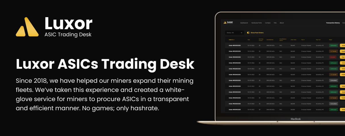 buy bitcoin miners luxor trading desk