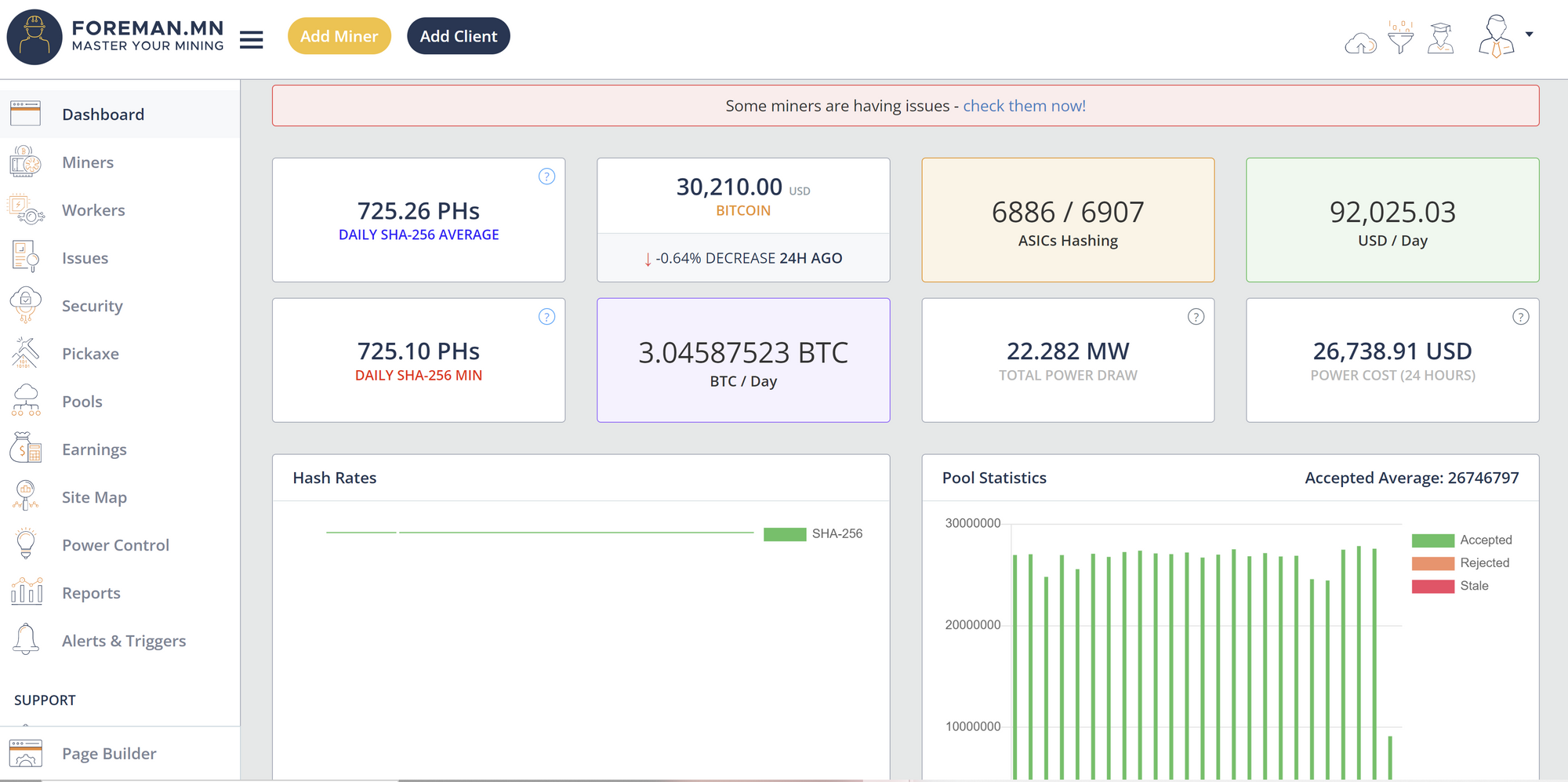 bitcoin mining dashboard