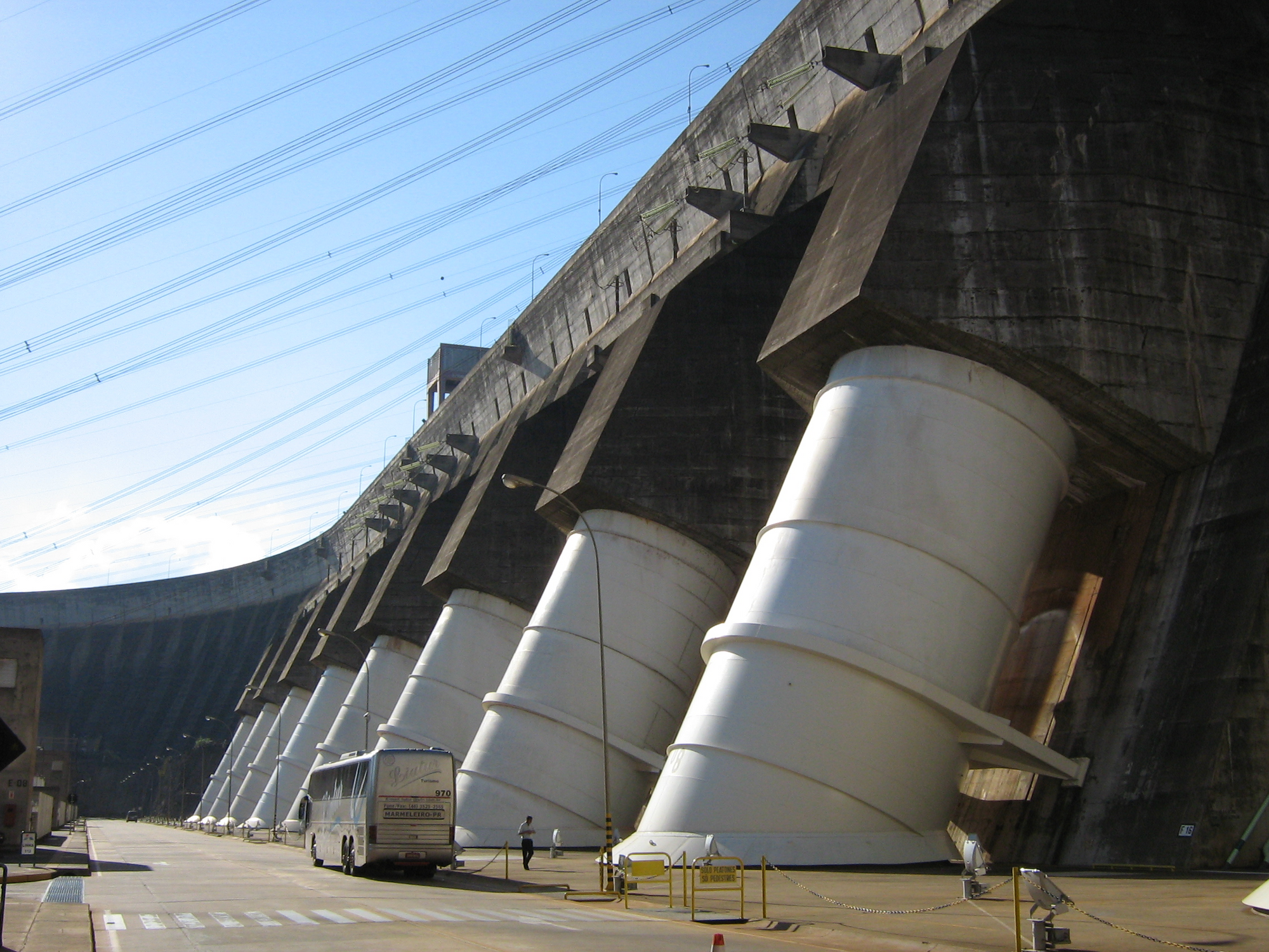 The cylinders that feed water to the Itaipú dam's turbines