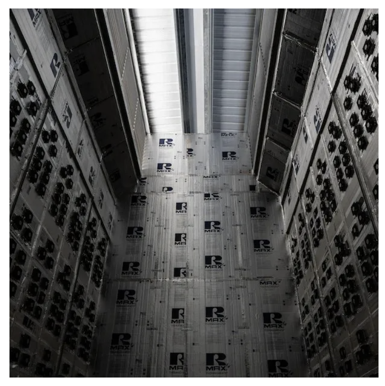 Inside a mine with roof exhaust vents